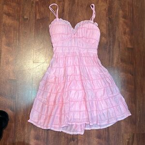 size medium FINN pink ruffle padded mini dress